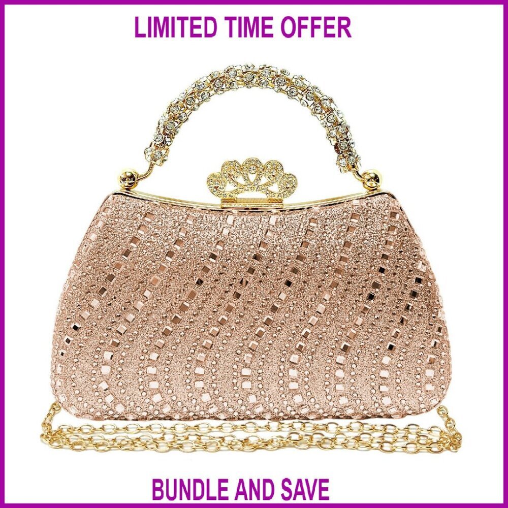 Sparkling Rhinestone Evening Clutch with Detachable Chain Strap